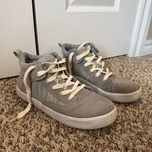 Tom's Gray High-Top Sneakers with Cream Laces Sz 10